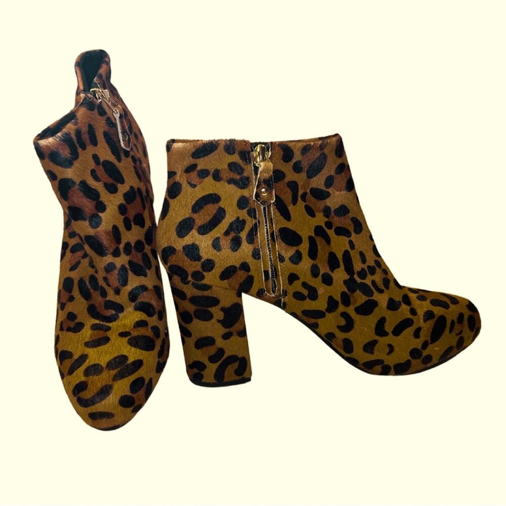 Topshop Women's Leopard Pony Hide Booties Size 7.5